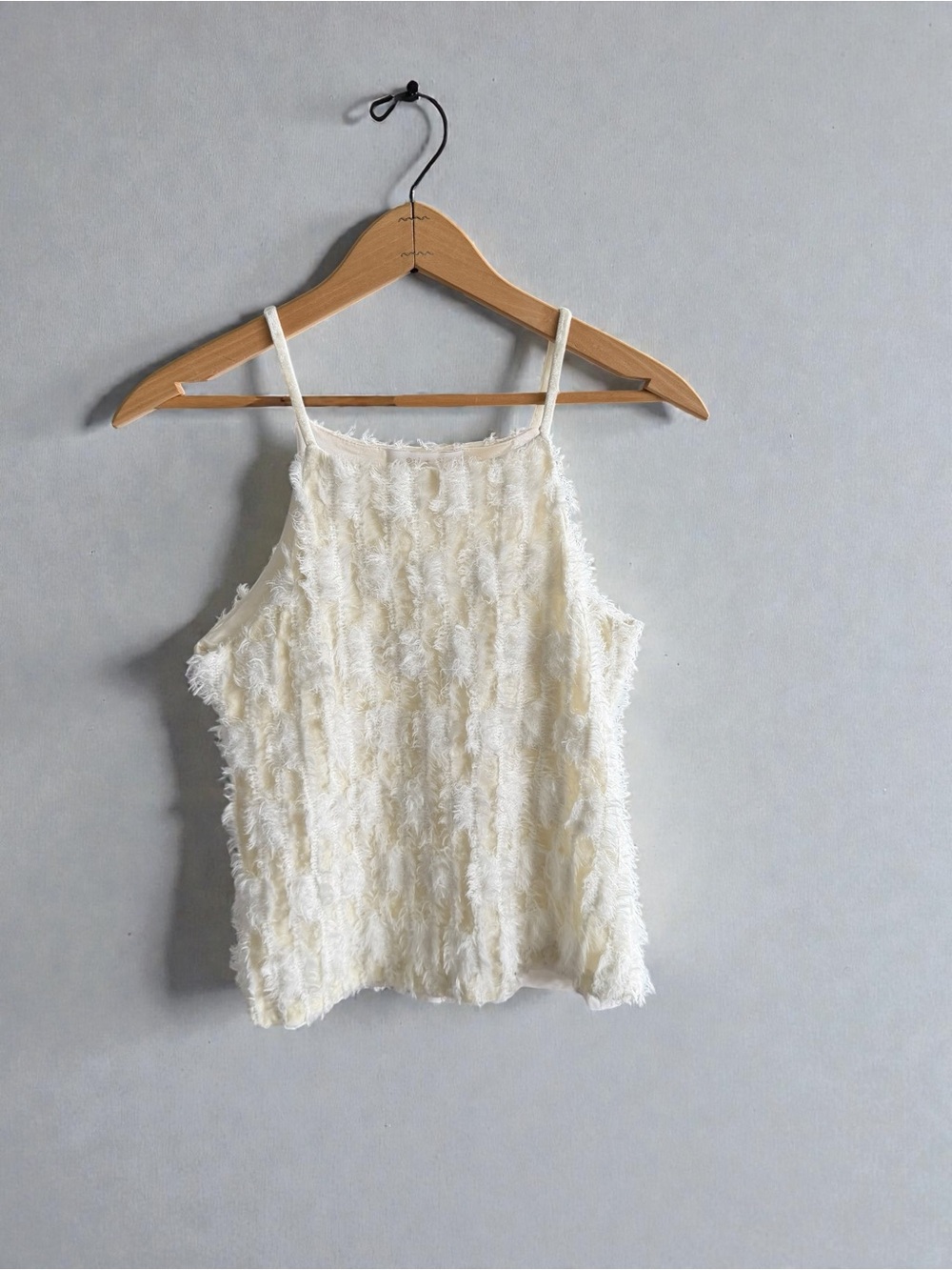 eri + ali White‎ Fringed Textured High Neck Tank Top Size XS